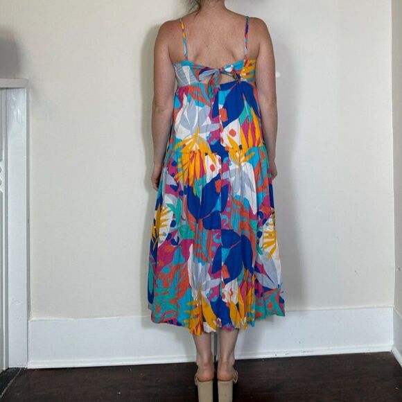 J Crew Tie Back Colorful Midi Sundress Size 6 - Picture 2 of 7